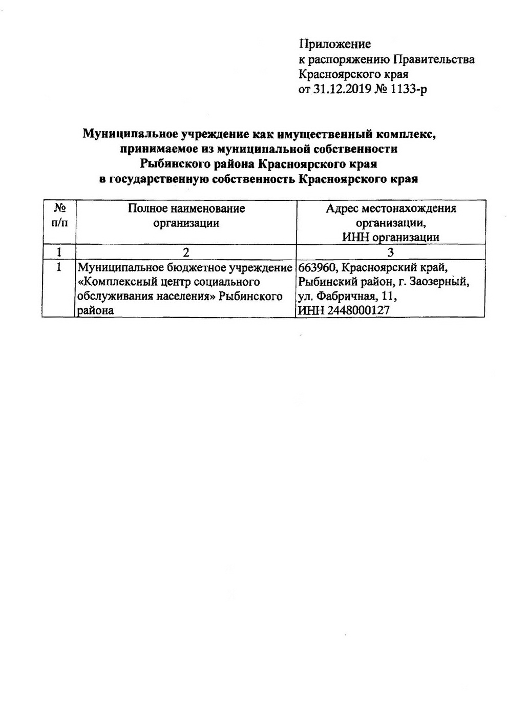 Уставные документы – Краевое государственное бюджетное учреждение  социального обслуживания «Комплексный центр социального обслуживания  населения «Рыбинский»